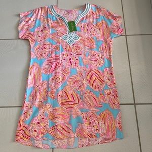 Lilly Pulitzer Harlow Tunic Dress Breakwater Blue Tiki Bikini Size Small NWT